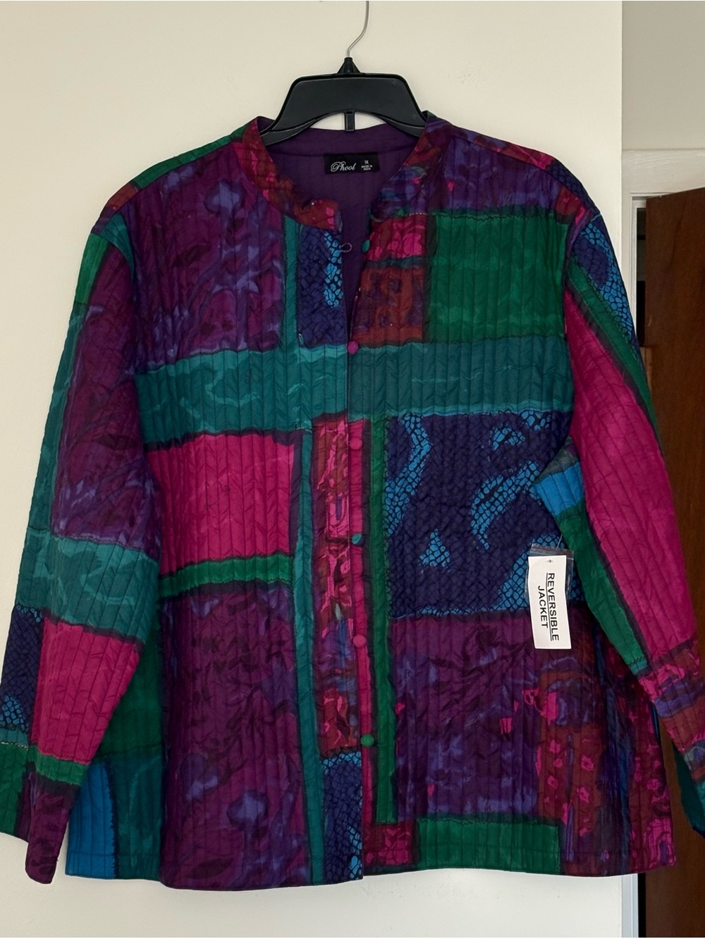 VTG Phool Reversible Quilted Jacket Plus Size Cotton Patchwork Colorful NWT